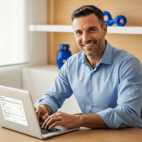 Hombre completando el formulario online
